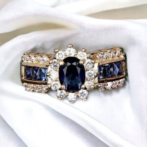 14K Gold 2ct Oval Sapphire Cubic Zirconia Ring Band Men’s & Women’s